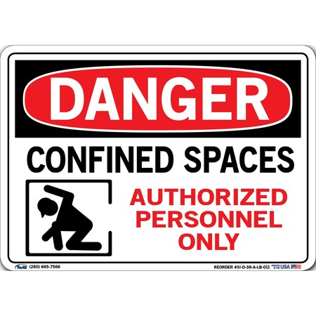 Vestil Sign, Danger, 10.5x7.5", .011, Label/Decal, SI-D-39-A-LB-011 SI-D-39-A-LB-011